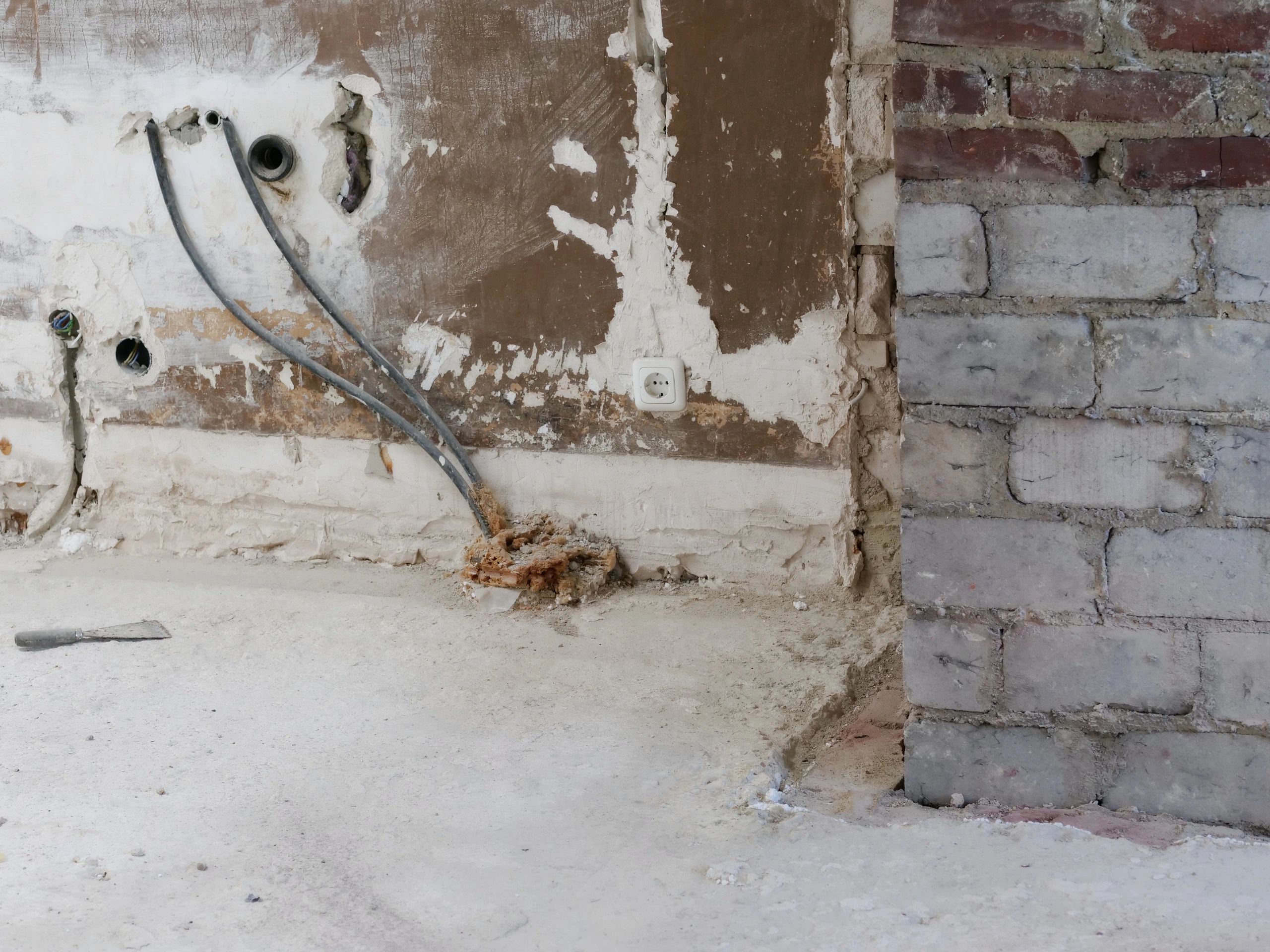 Renovation site with exposed wiring